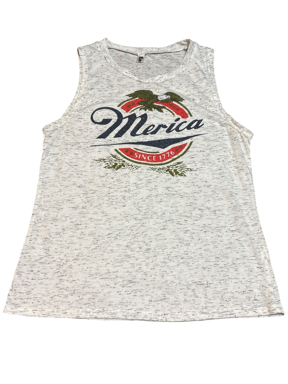 Merica Graphic White Speckle Tank Top